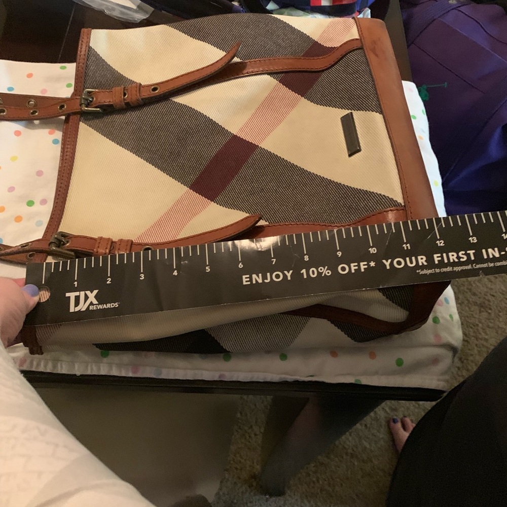 Burberry Giant Check Expandable Tote Canvas